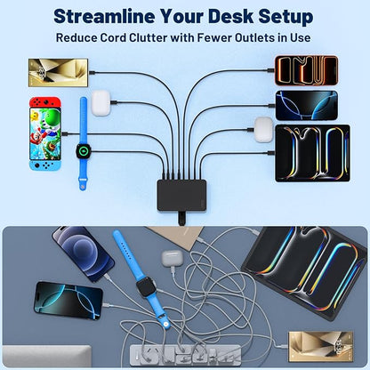 200W USB C Charging Station, 8-Port GaN USB C Charger Block, PD 65W Desktop - Image 5