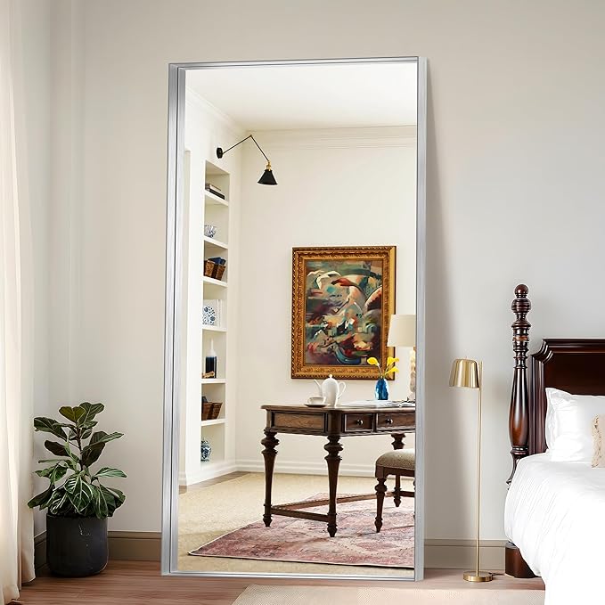 CIRCUMI Silver Bathroom Mirror, Brushed Finish, Tempered Glass, Large Mirror - Image 5