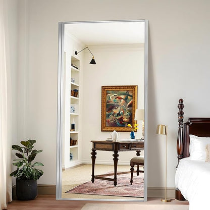 CIRCUMI Silver Bathroom Mirror, Brushed Finish, Tempered Glass, Large Mirror - Image 5
