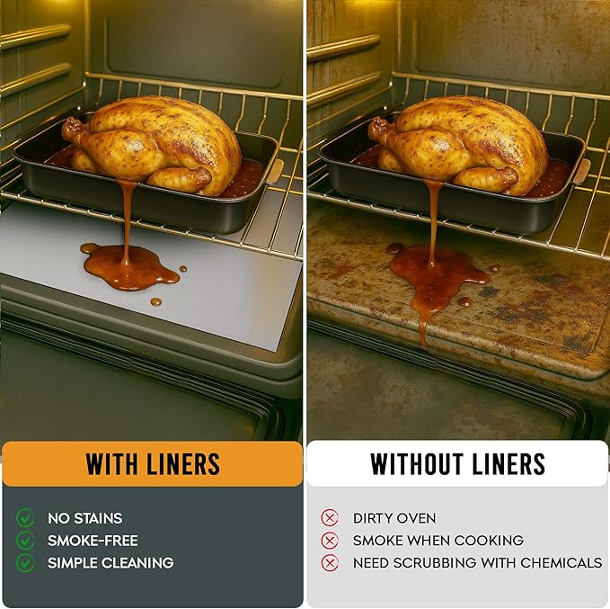 Non Stick Oven Liners for Bottom of Oven, 3 Pack Large Heavy Duty Mats - Image 3