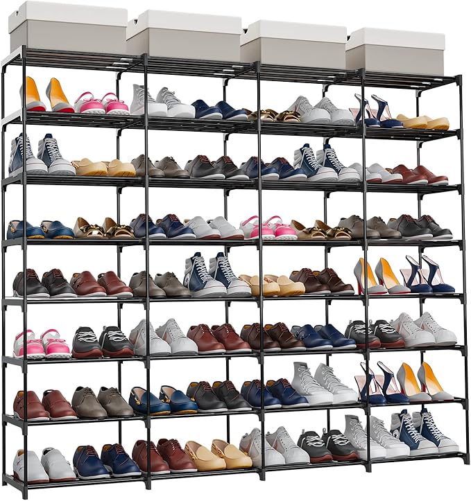 Large Shoe Rack 4 Rows 8 Tier 56-64 Pairs Big Shoes Storage Organizer Garage - Image 3