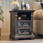 Farmhouse Nightstand with Charging Station, Wooden Sofa Side Table w/Roman by T4TREAMFurniture
