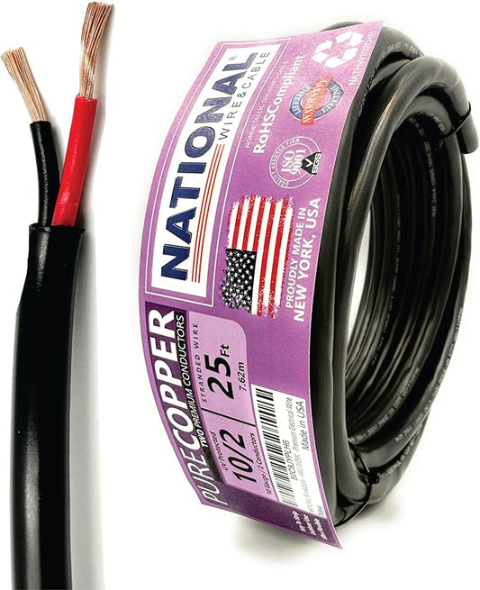 NATIONAL Wire & Cable – 10 AWG 2-Conductor Premium Copper Wire, 25 ft, Stranded by NATIONALWireCable