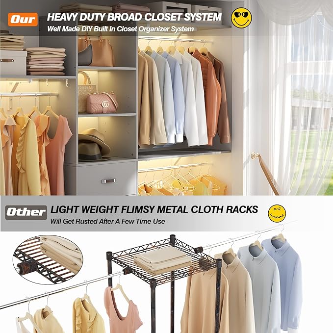 Armocity 96 Inches Closet System, 8FT Walk In Closet Organizer - Image 6