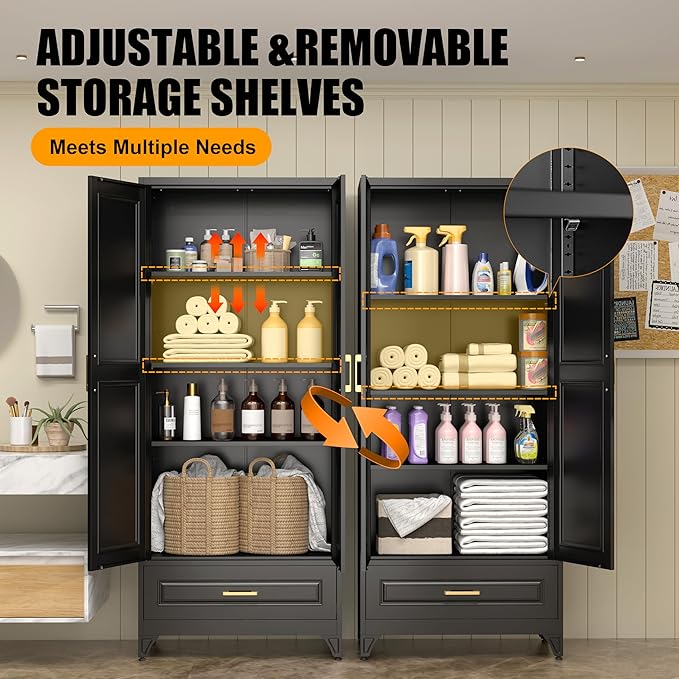 75" Tall Metal Storage Cabinet, Kitchen Pantry Storage Cabinets - Image 4