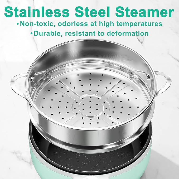 Dezin Hot Pot Electric with Steamer Upgraded, Non-Stick Sauté Pan, Rapid - Image 3