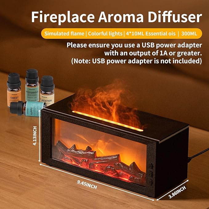 BOHOFAM Fireplace Essential Oil Aroma Diffuser, Flame Air Humidifiers 300ML - Image 8