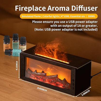 BOHOFAM Fireplace Essential Oil Aroma Diffuser, Flame Air Humidifiers 300ML - Image 8