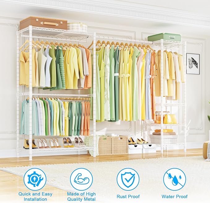 Ulif E10 Clothes Rack（With Stretchable Hanger Rod）Freestanding Clothing Racks - Image 4