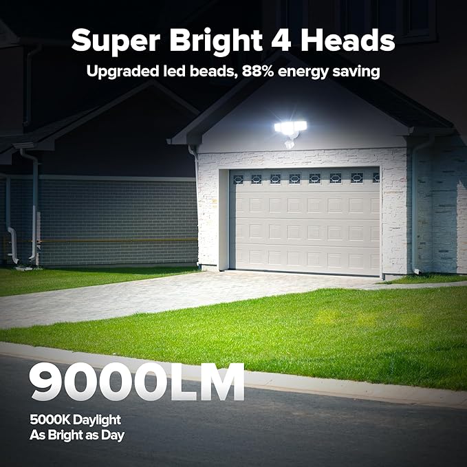 LUTEC 80W 9000LM LED Security Lights Motion Sensor Outdoor Lights, 4 Head LED - Image 2