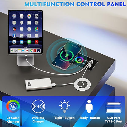 40" LED Buffet Cabinet with Charging Station, Auto Sensor Kitchen Storage - Image 7
