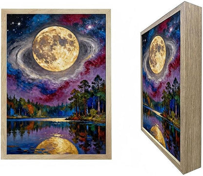 URVIP LED Glowing Photo Frame, 3D Starry-Sky Blue Moon Wall Art, 9x12 Inches by URVIP