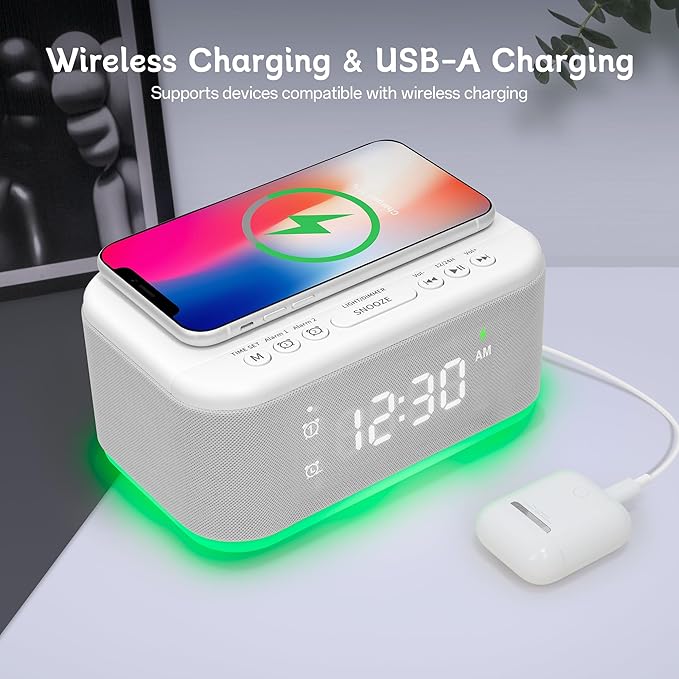 Bluetooth Alarm Clock Radio Bedroom, Digital Dual Alarm Clock Bedroom - Image 4