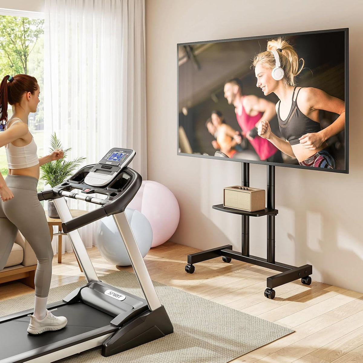 Heavy Duty Rolling TV Stand for 27-80 inch TVs up to 99 lbs