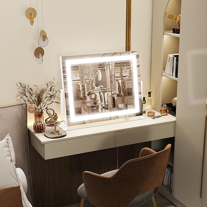 FENNIO Vanity Mirror with Lights 22''x18'' Makeup Mirror with Lights, Lighted - Image 4