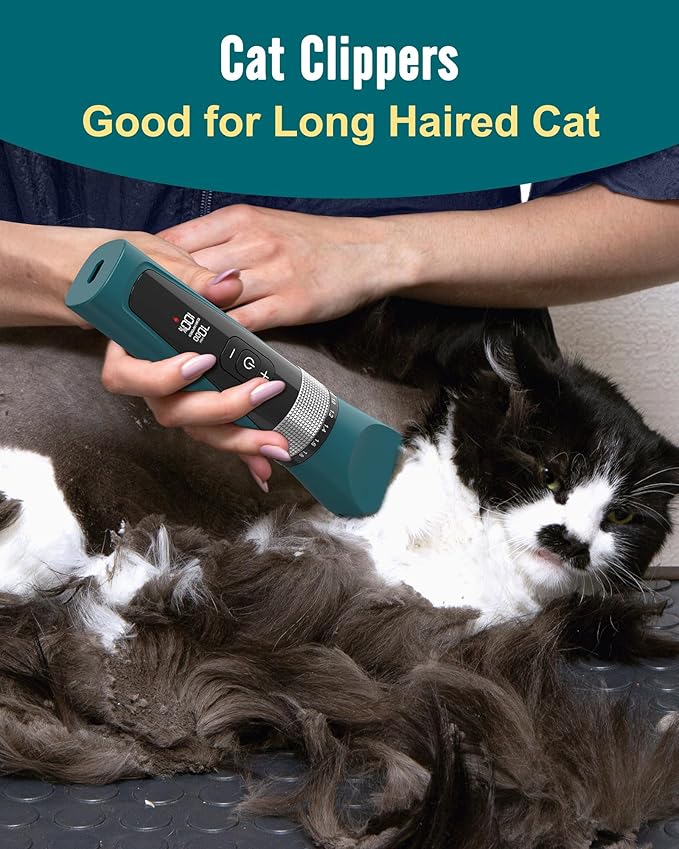 oneisall Cat Clippers for Matted Hair, 5-Speed Quiet Cat Grooming kit, Cordless - Image 3