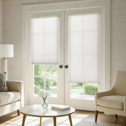 LazBlinds No Drill Cordless Cellular Shades for Doors, 22" W x 78" H, White | Light Filtering Fabric, With Thermal Insulation & Noise Reduction, for Sliding Doors Front Door Patio, 1 Pack