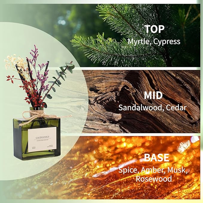 Reed Diffuser, 6.09 oz Earthy Sandalwood Scent Diffuser - Image 2