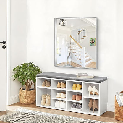 Silver Bathroom Mirror, 30x36 Inch Rectangular Framed Mirror, Large Wall - Image 5
