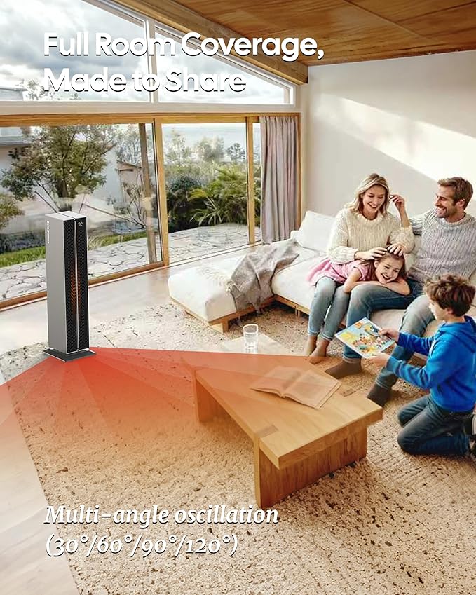 ComDomus Electric Heaters for Indoor Use, 32” Space Heater Large Room - Image 7