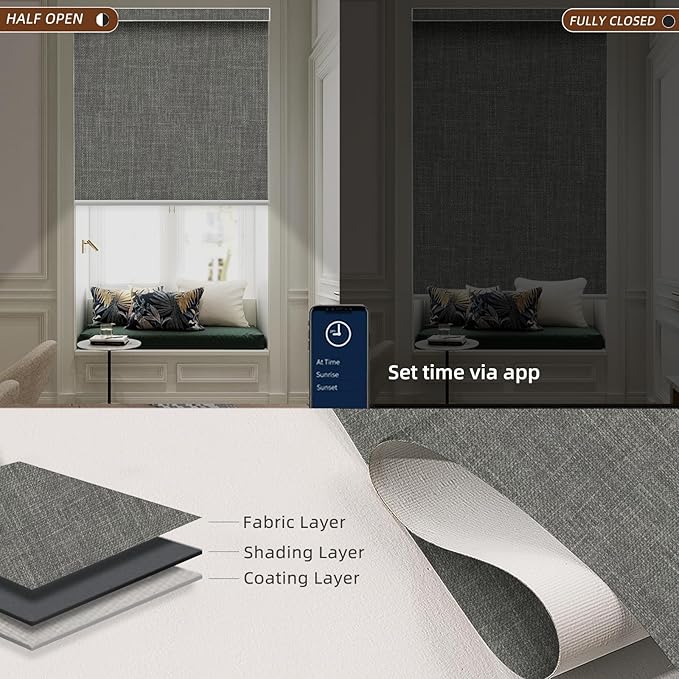 Motorized Roller Shade: 100% Blackout, Electric Blinds Compatible - Image 2