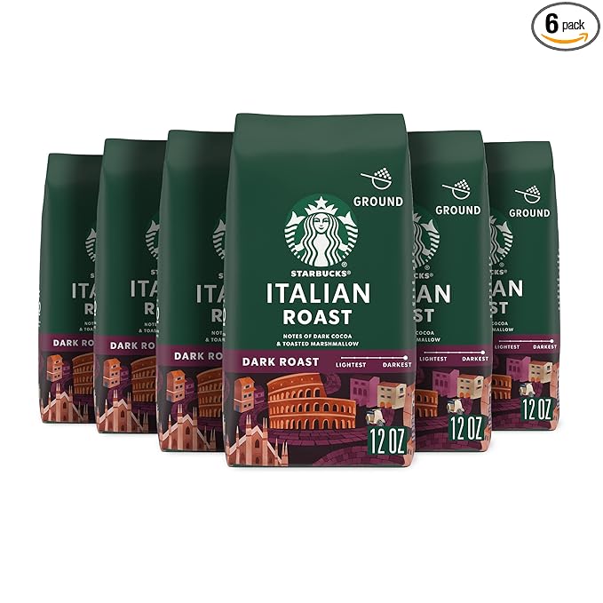 Starbucks Ground Coffee, Dark Roast Hot or Iced Coffee, Italian Roast, Six 12 by StarbucksCoffee