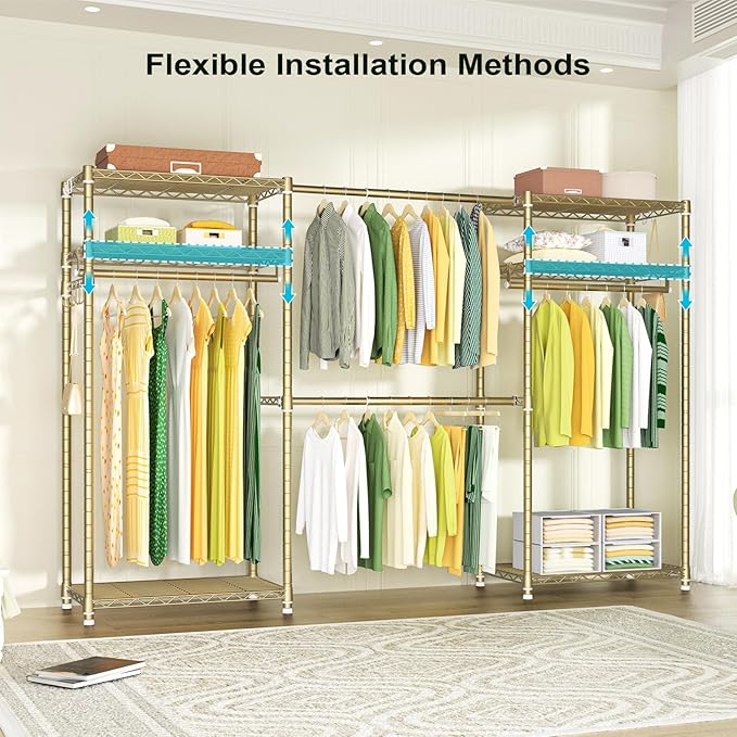 Ulif E1 Heavy Duty Closet Garment Rack, 6 Tiers Adjustable Metal Freestanding - Image 4