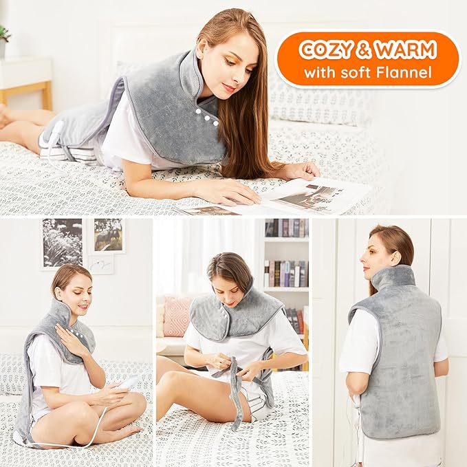Mia&Coco Electric Heating Pad for Back Neck Shoulders Pain Relief, XL 23"x39" - Image 4