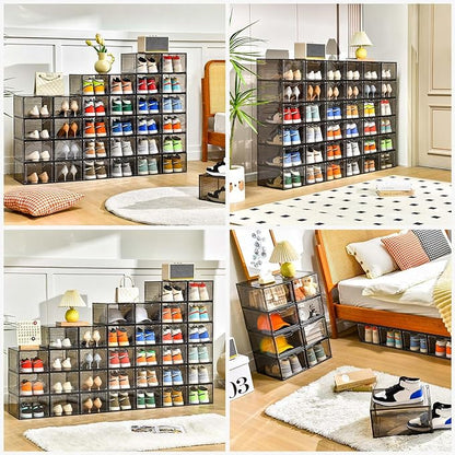 12 Pack Shoe Boxes Shoes Organizer, Shoe Storage Organizer Boxes - Image 4