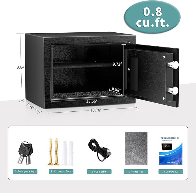 Safe, 0.8 Cubic Feet Safe Box, Anti-Theft Digital Security Lock Box - Image 2