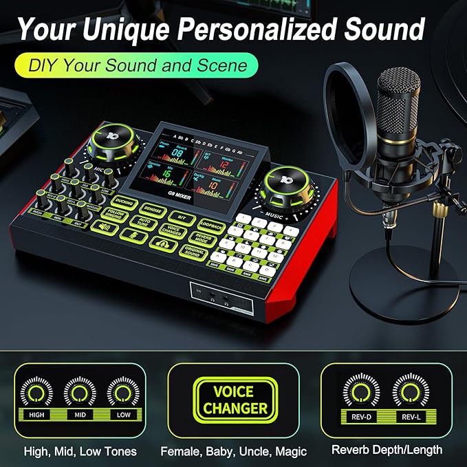 Audio Mixer, Sound Board for Pc/Phone Live Streaming Singing Gaming, Sound - Image 2