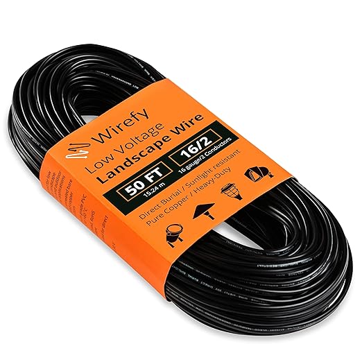 Wirefy 16/2 Low Voltage Landscape Wire 50 ft | Low Voltage Landscape Lighting by Wirefy