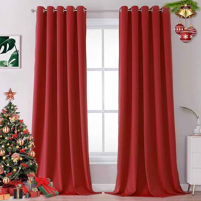 DUALIFE 108 inches Long Red Blackout Curtains by DUALIFE