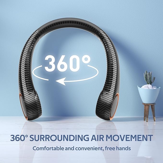 Portable Neck Fan, Hands Free Bladeless 360° Cooling Personal Fan, Wearable - Image 2