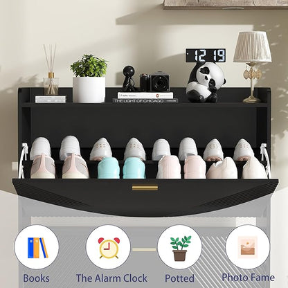 Shoe Cabinet Storage for Entryway: 65" Black Shoe Organizer Cabinet - Image 6