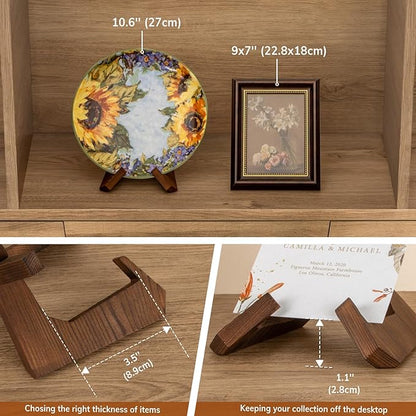 ANBOXIT Bowl Stands for Display, 4.5 Inch Plate Holder, Wooden Easel Frame - Image 3