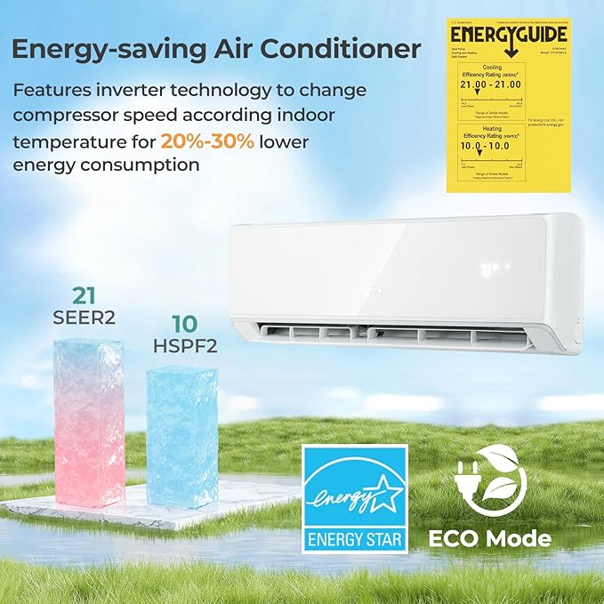 COSTWAY 24000 BTU Wifi Enabled Mini Split Air Conditioner & Heater, Energy - Image 4