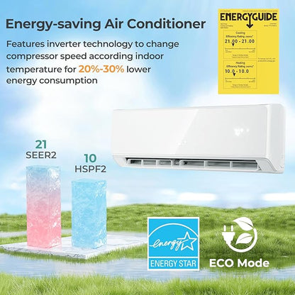 COSTWAY 24000 BTU Wifi Enabled Mini Split Air Conditioner & Heater, Energy - Image 4