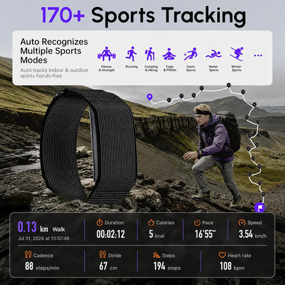 screenless fitness tracker smart band, sleep, hrv, heart, side view