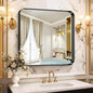CIRCUMI Black Bathroom Mirror, Rounded Corner, Tempered Glass, Square Mirror by CIRCUMIMirror