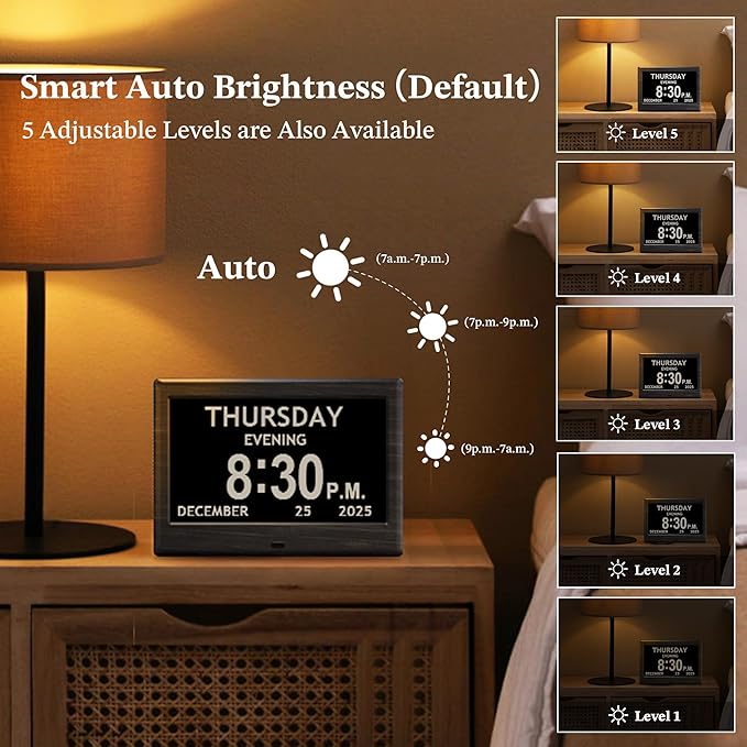 7'' Dementia Clock For Seniors, Large Display Digital Clock - Image 4