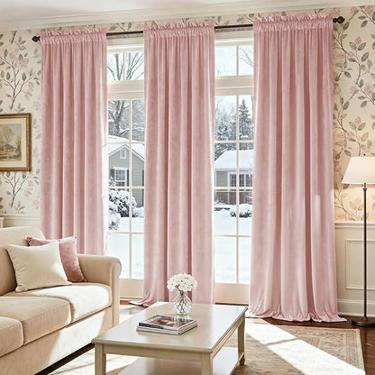 Lazzzy Velvet Blackout Extra Long Curtains Thermal Insulated Room Window Drapes - Image 7
