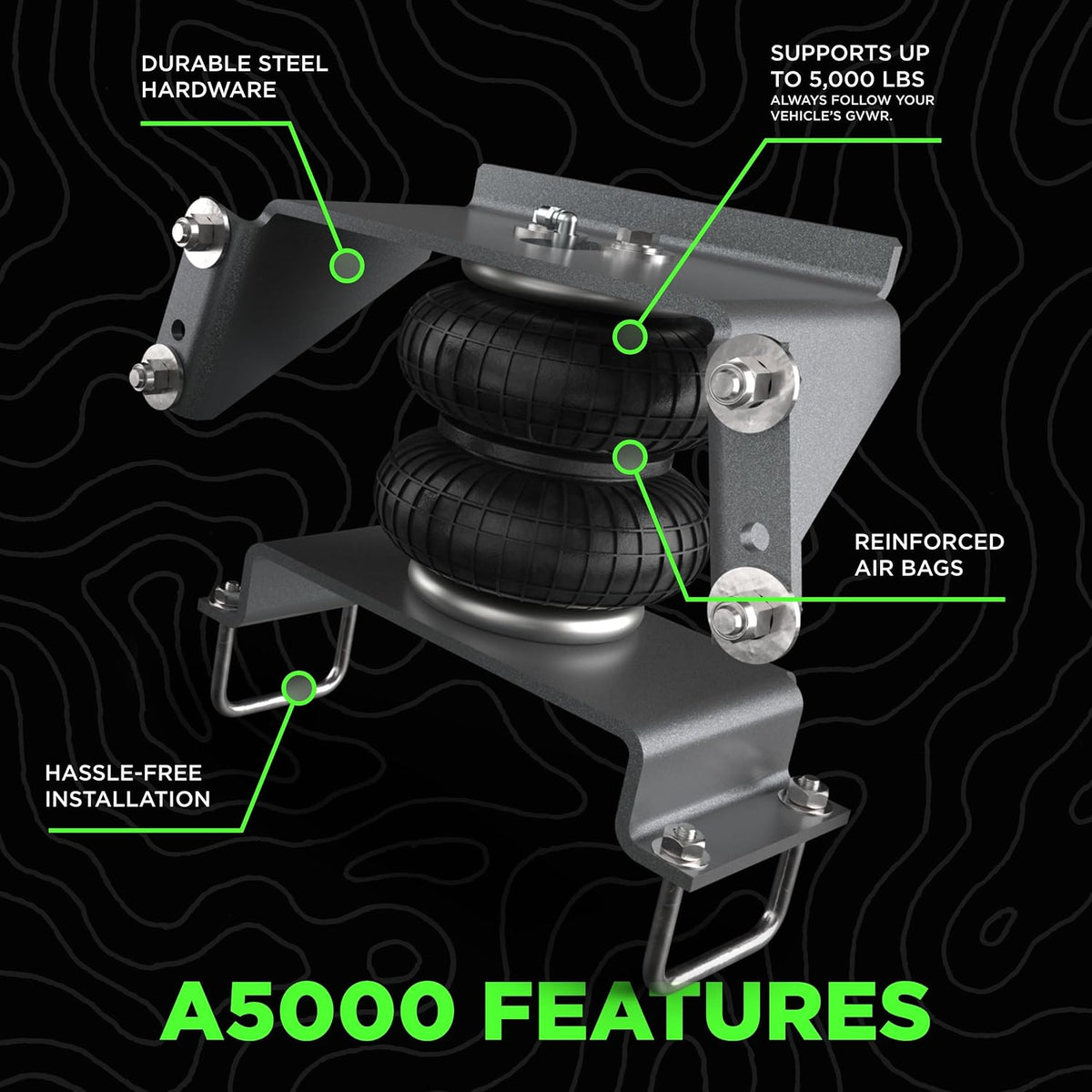 Atlus Engineered By Air Lift A5000 Air Bag Suspension Kit for 2021-2025 Ford ...