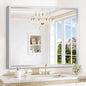Silver Bathroom Mirror, 42 x 36 Inch Brushed Silver Rectangle Mirror by WelcometoCIVENO
