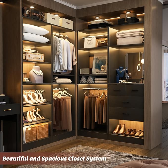 Unikito 50” Closet System with 4 Drawers, 4.2FT Wood Closet Organizer with - Image 4