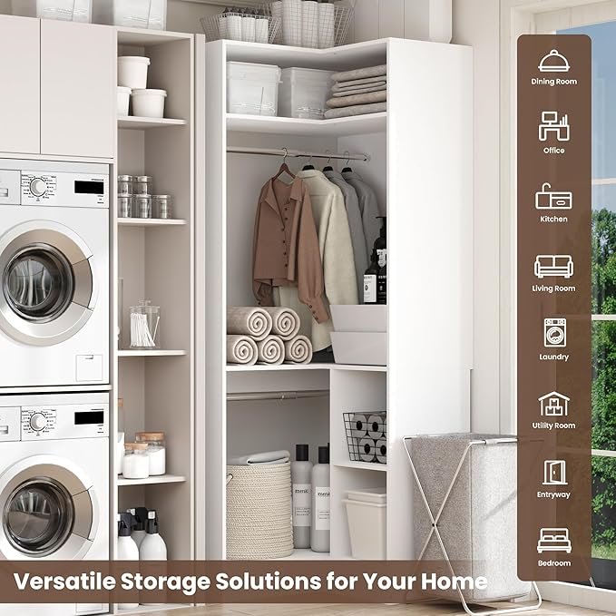 HOMPUS Corner Closet System, 80” L-Shaped Corner Wardrobe - Image 5