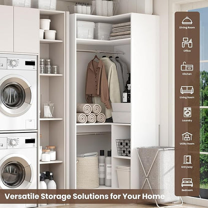 HOMPUS Corner Closet System, 80” L-Shaped Corner Wardrobe - Image 5