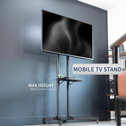 VIVO Mobile TV Cart for 32 to 83 inch Screens up to 110 lbs, LCD LED OLED 4K - Image 2