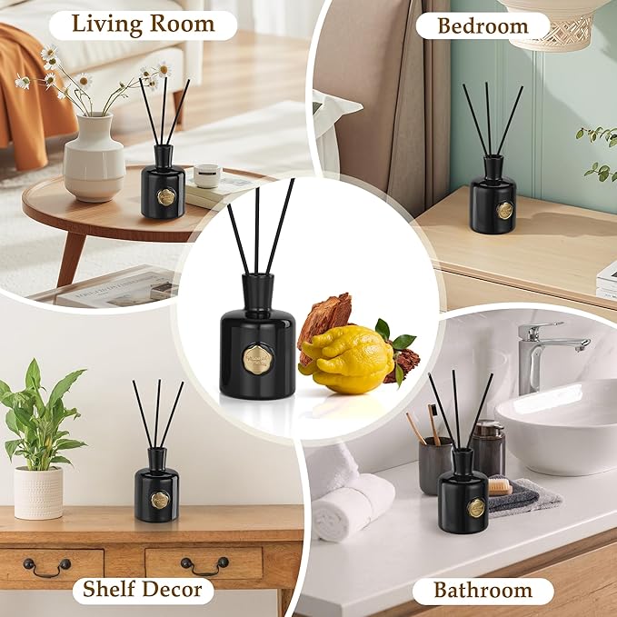 XEPTLE Reed Diffuser Set, 7.04 oz Oud & Bergamot Scent Diffuser - Image 6