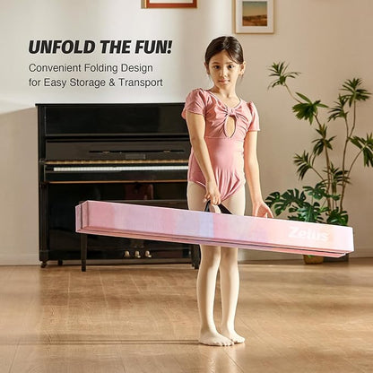 ZELUS 8' Folding Gymnastics Balance Beam, Floor Balance Beam w/Carry Handles - Image 3